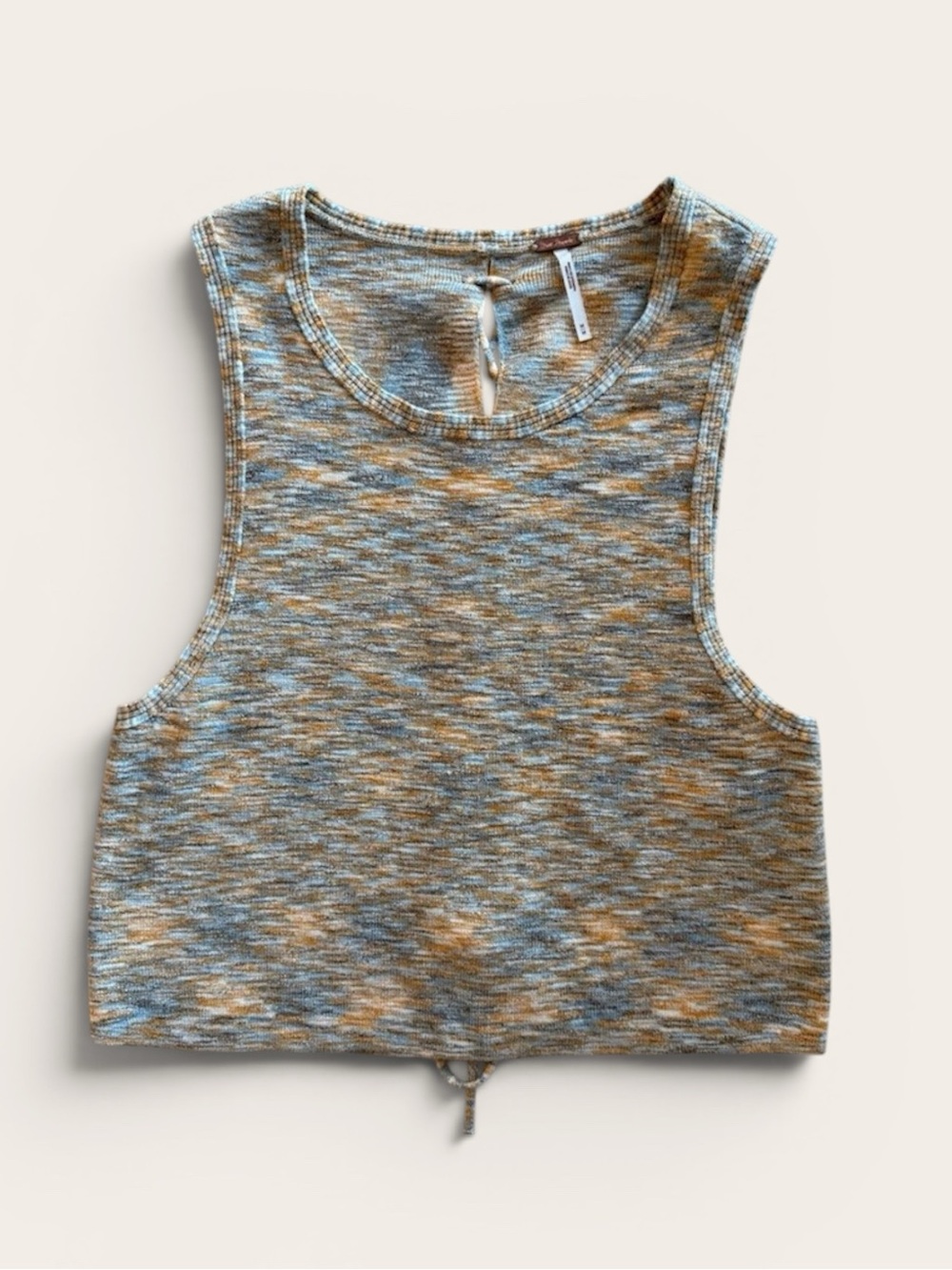 Free People Sleeveless Sweater Tank Open Back Medium Short Crop Top.